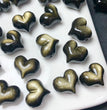 Natural Golden Sheen Obsidian Puffy Heart Jewelry Charms Mini Carvings Confetti