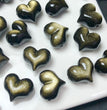 Natural Golden Sheen Obsidian Puffy Heart Jewelry Charms Mini Carvings Confetti