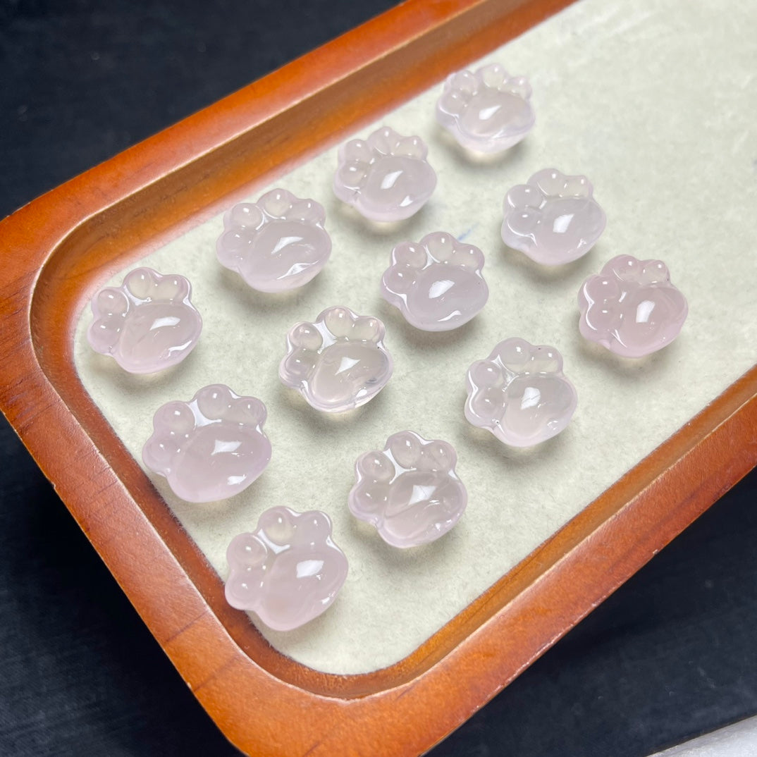 Natural Rose Quartz Paw Print Jewelry Charms Pendants