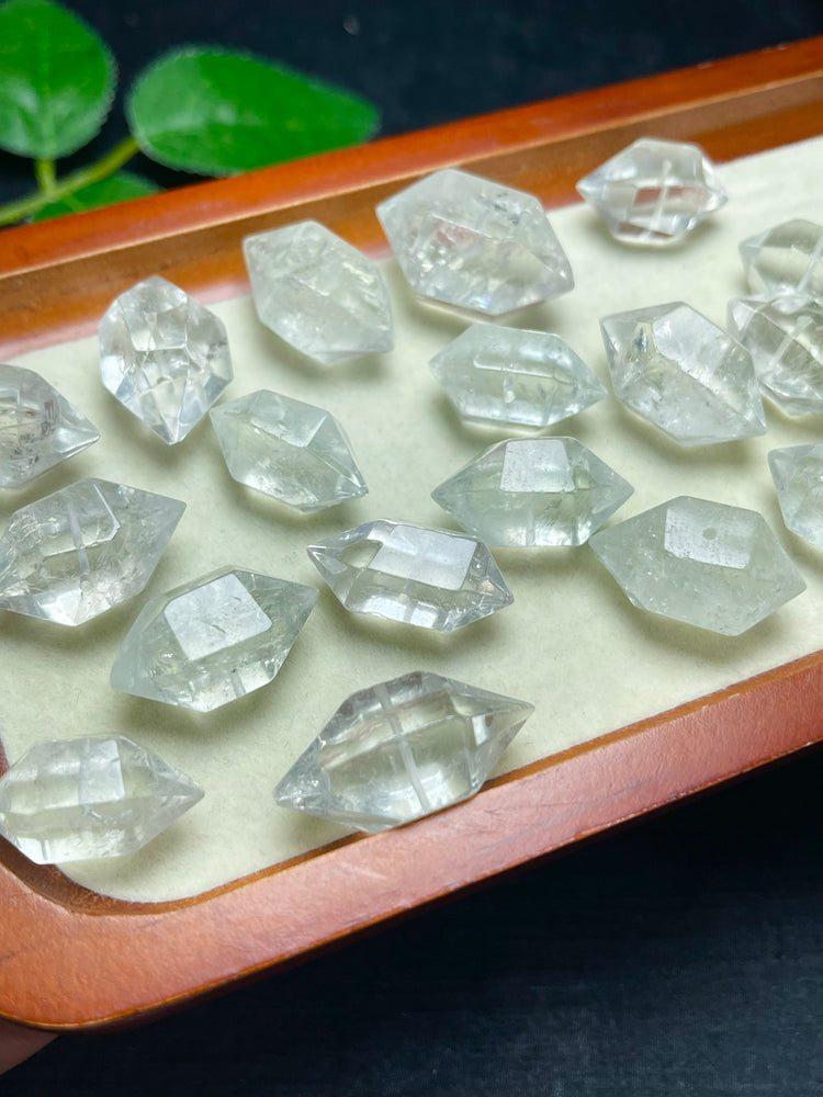 Natural Prasiolite Green Quartz Double Point Jewelry Charms Pendants