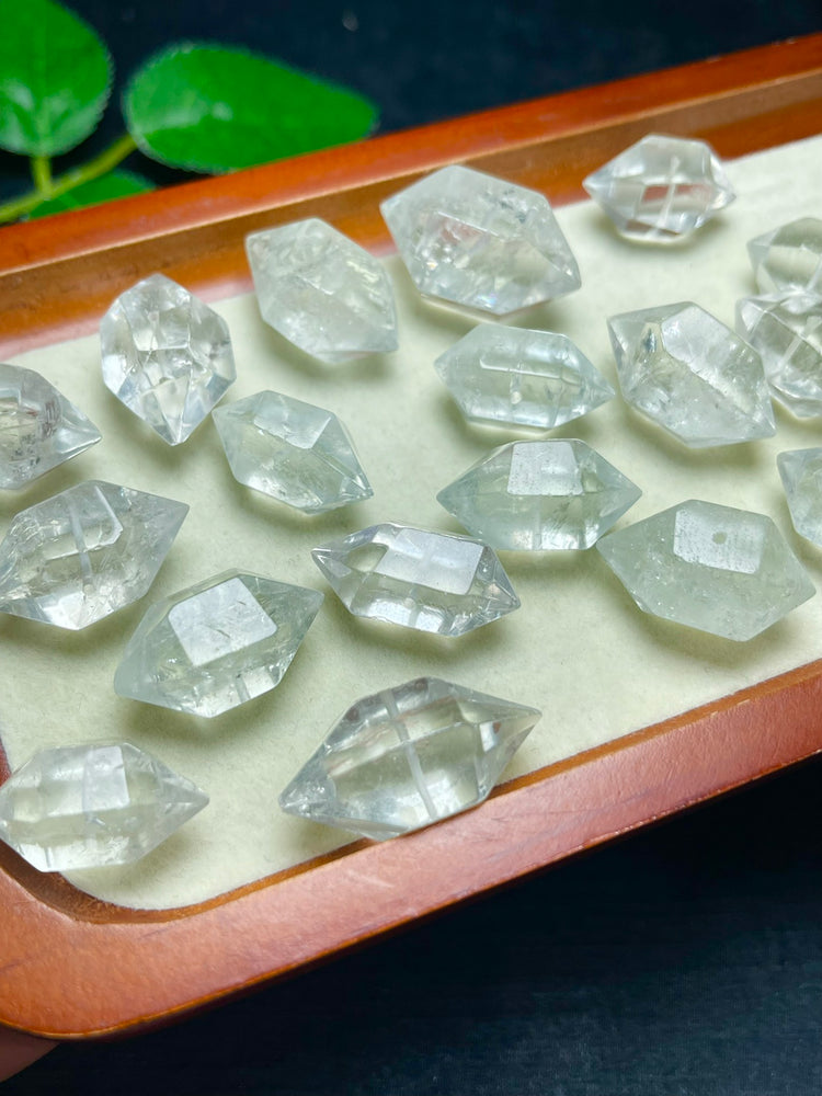 Natural Prasiolite Green Quartz Double Point Jewelry Charms Pendants