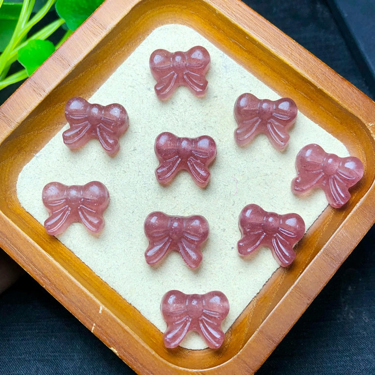 Natural Strawberry Quartz Bow Jewelry Charms Pendants