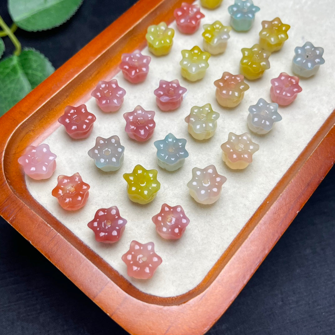 Natural Yanyuan Agate Flower Jewelry Charms Pendants