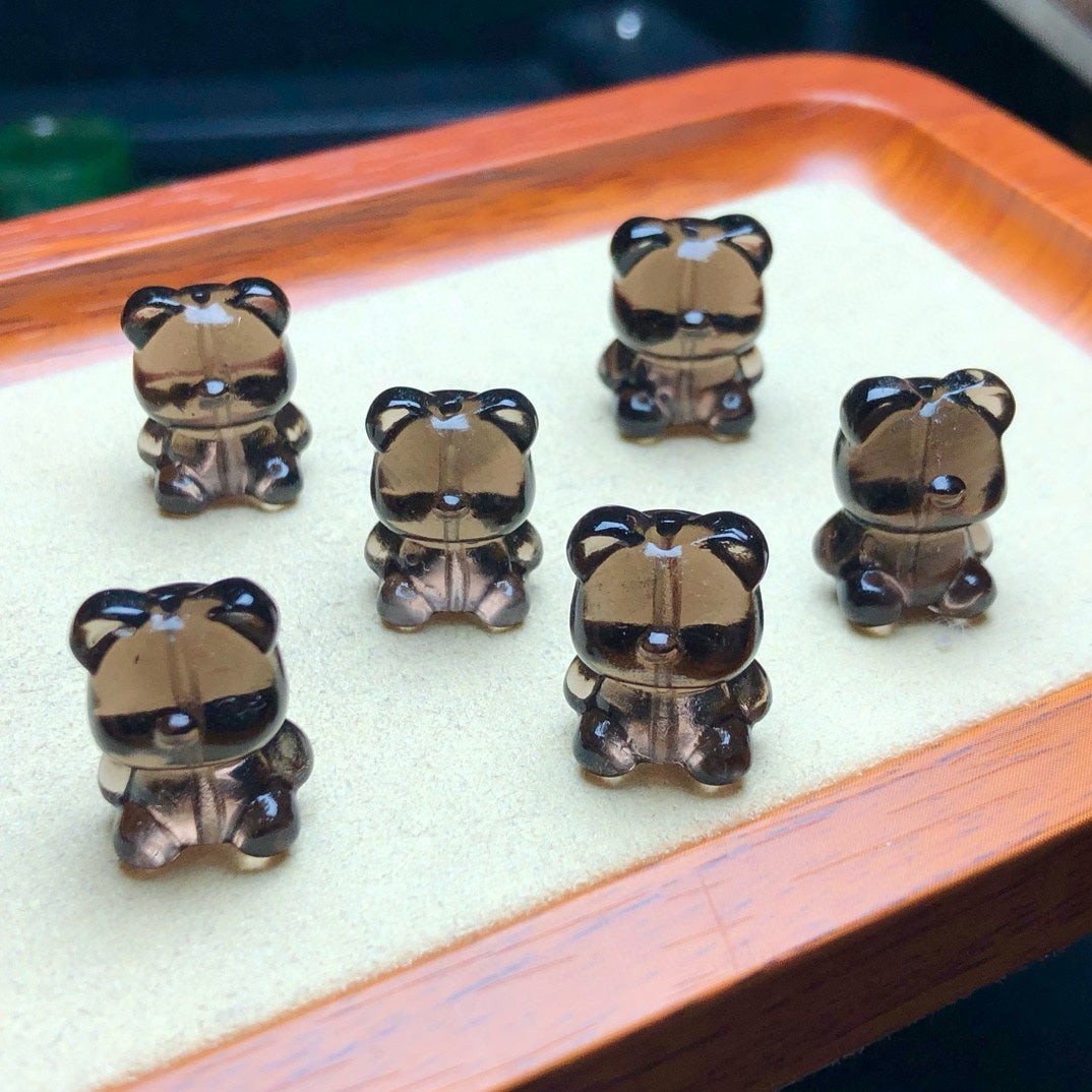 Natural Icy Obsidian Bear Jewelry Charms Beads Pendants