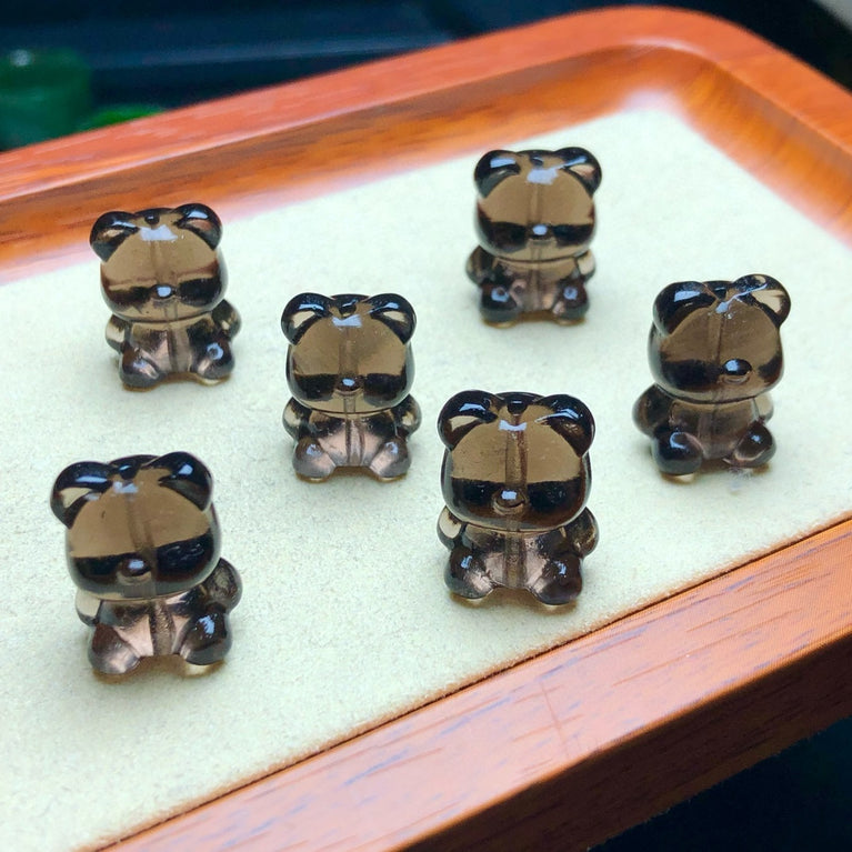 Natural Icy Sheen Obsidian Bear Jewelry Charms Pendants