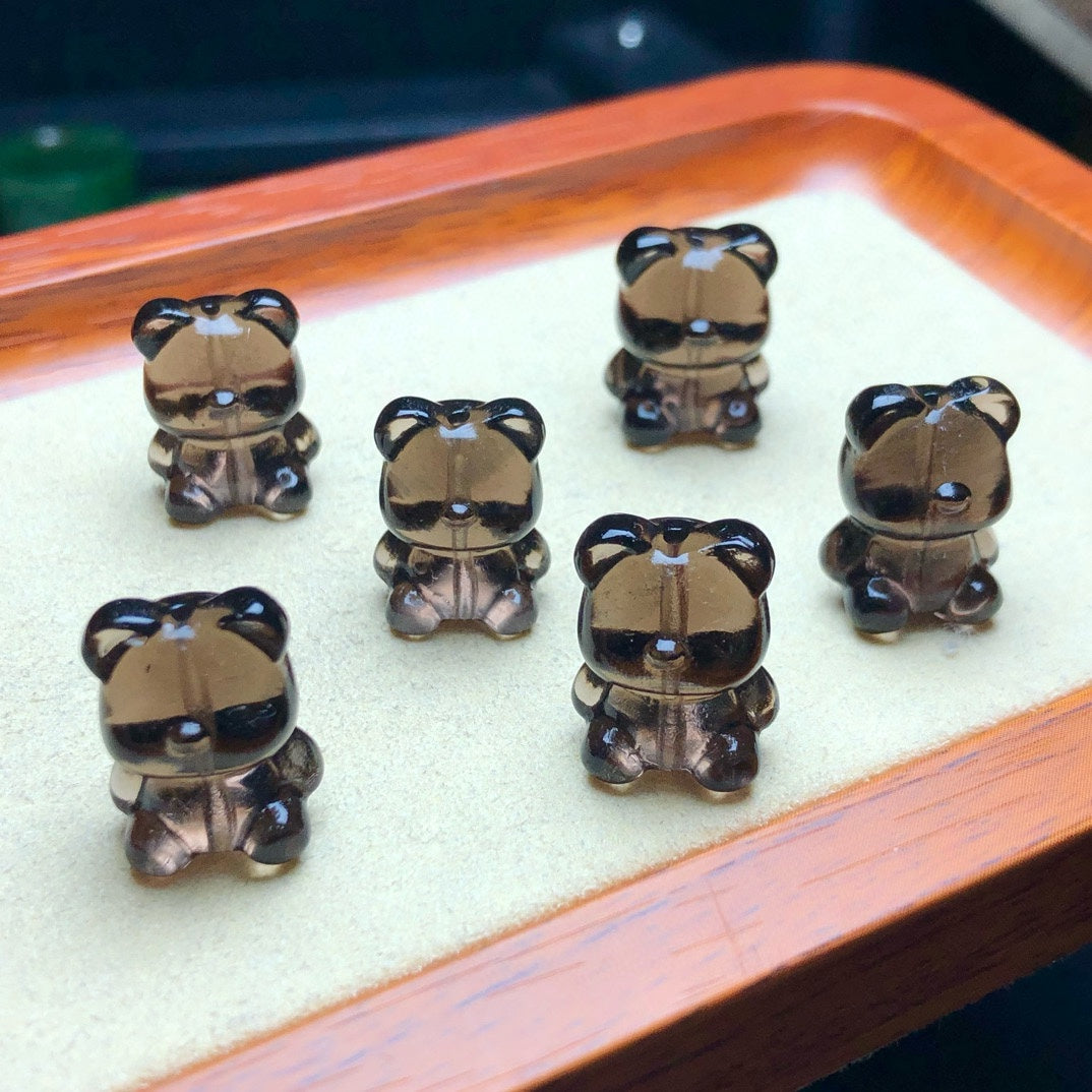 Natural Icy Obsidian Bear Jewelry Charms Beads Pendants