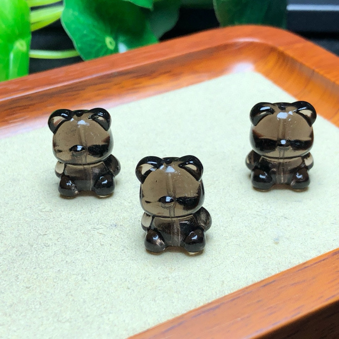 Natural Icy Obsidian Bear Jewelry Charms Beads Pendants