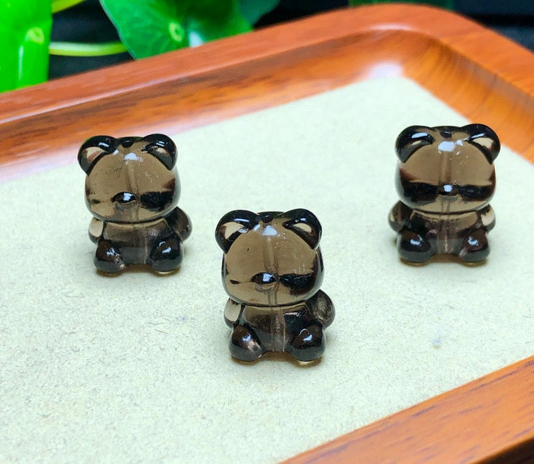 Natural Icy Sheen Obsidian Bear Jewelry Charms Pendants