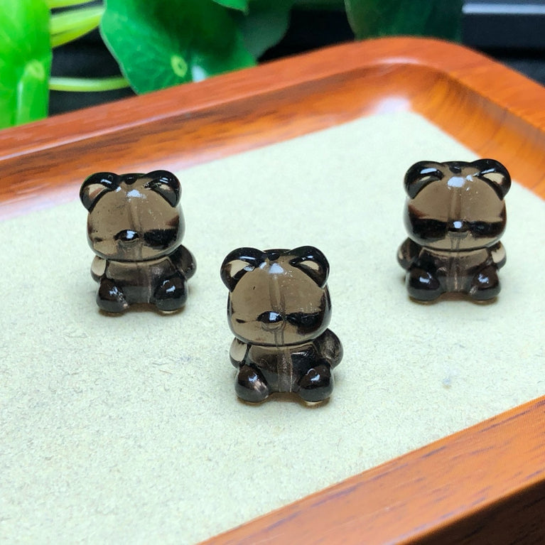 Natural Icy Sheen Obsidian Bear Jewelry Charms Pendants