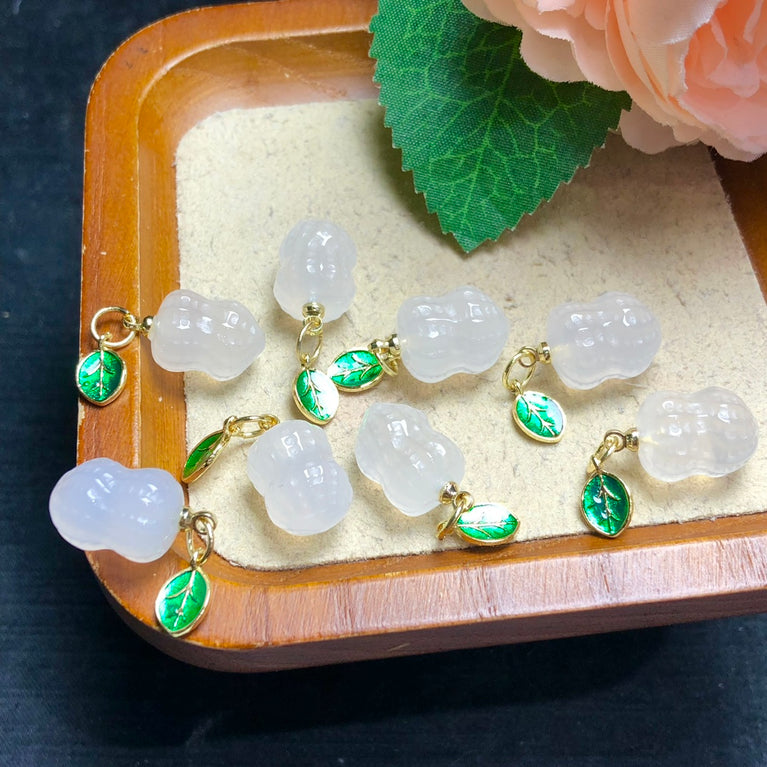 Natural White Agate Peanut Jewelry Charms Pendants