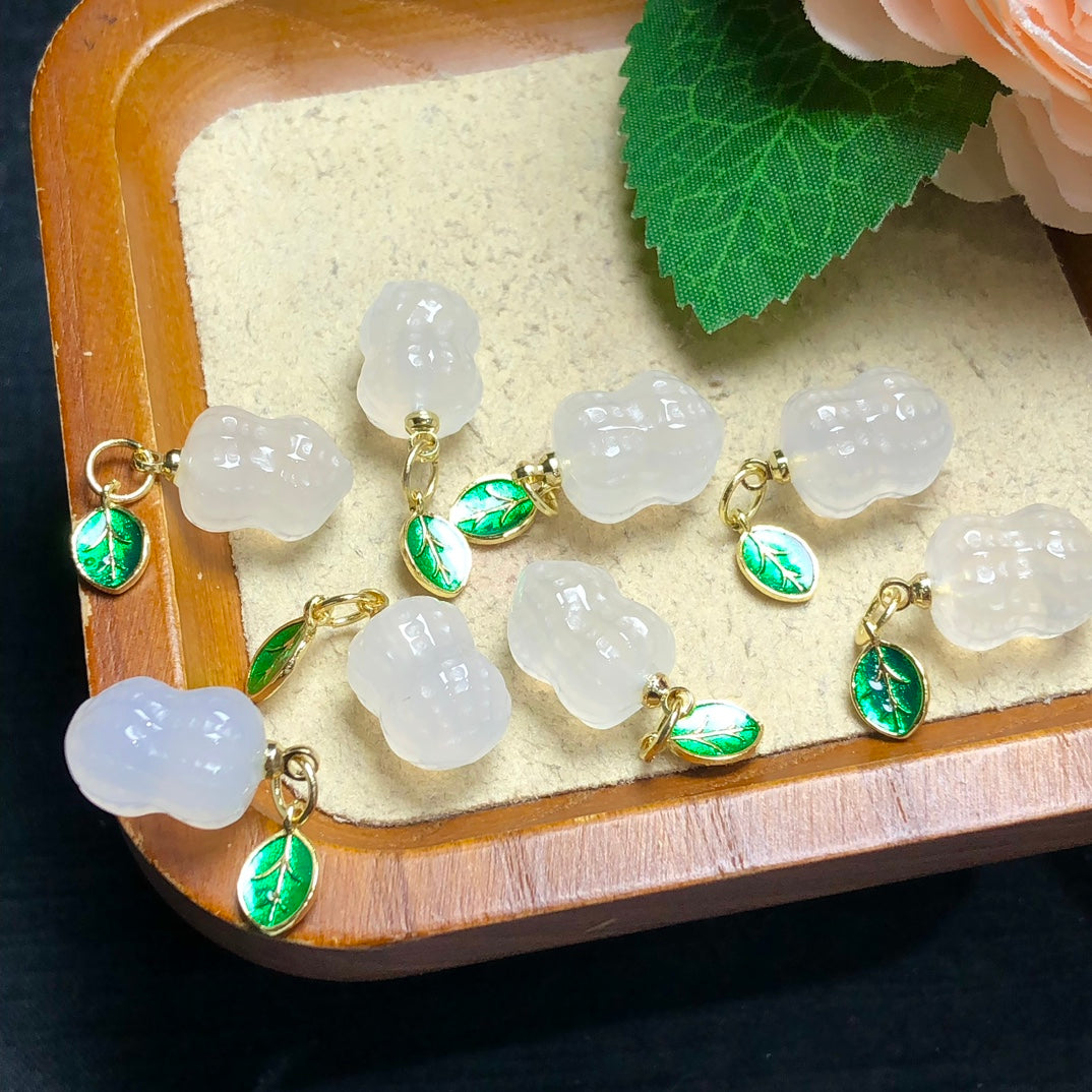 Natural White Agate Peanut Jewelry Charms Pendants