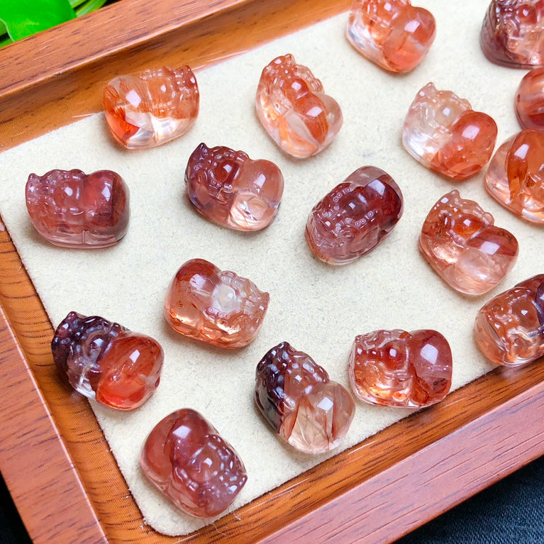 Natural Fire Quartz Pixiu Jewelry Charms