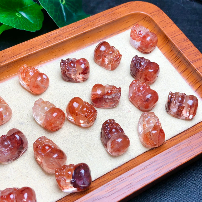 Natural Fire Quartz Pixiu Jewelry Charms