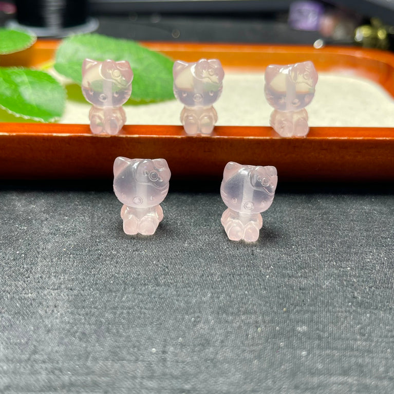 Natural Rose Quartz Hello Kitty Jewelry Charms