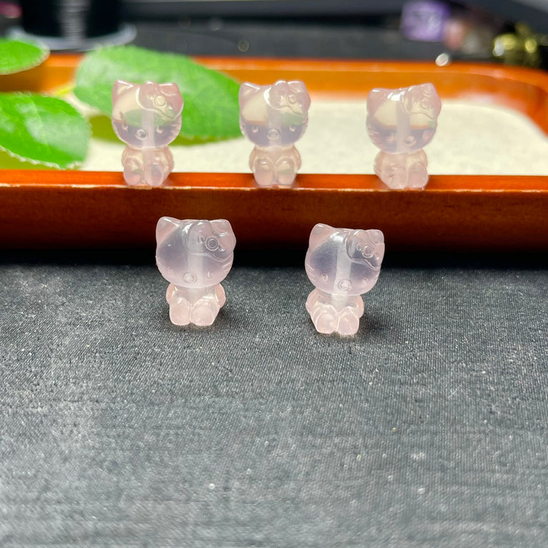 Natural Rose Quartz Hello Kitty Jewelry Charms