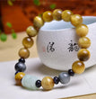 Natural Golden Tiger Eye with Jadeite Hawkeye Stone Designed Bracelet