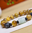 Natural Golden Tiger Eye with Jadeite Hawkeye Stone Designed Bracelet