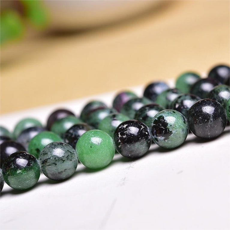 Natural Ruby Zoisite Round Beads Strands Loose Beads Jewelry DIY Bracelets