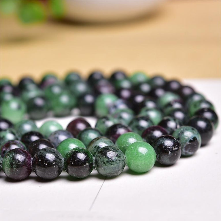 Natural Ruby Zoisite Round Beads Strands Loose Beads Jewelry DIY Bracelets