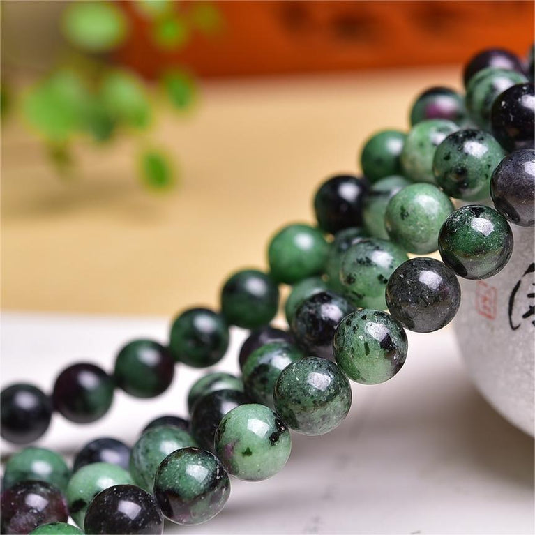 Natural Ruby Zoisite Round Beads Strands Loose Beads Jewelry DIY Bracelets