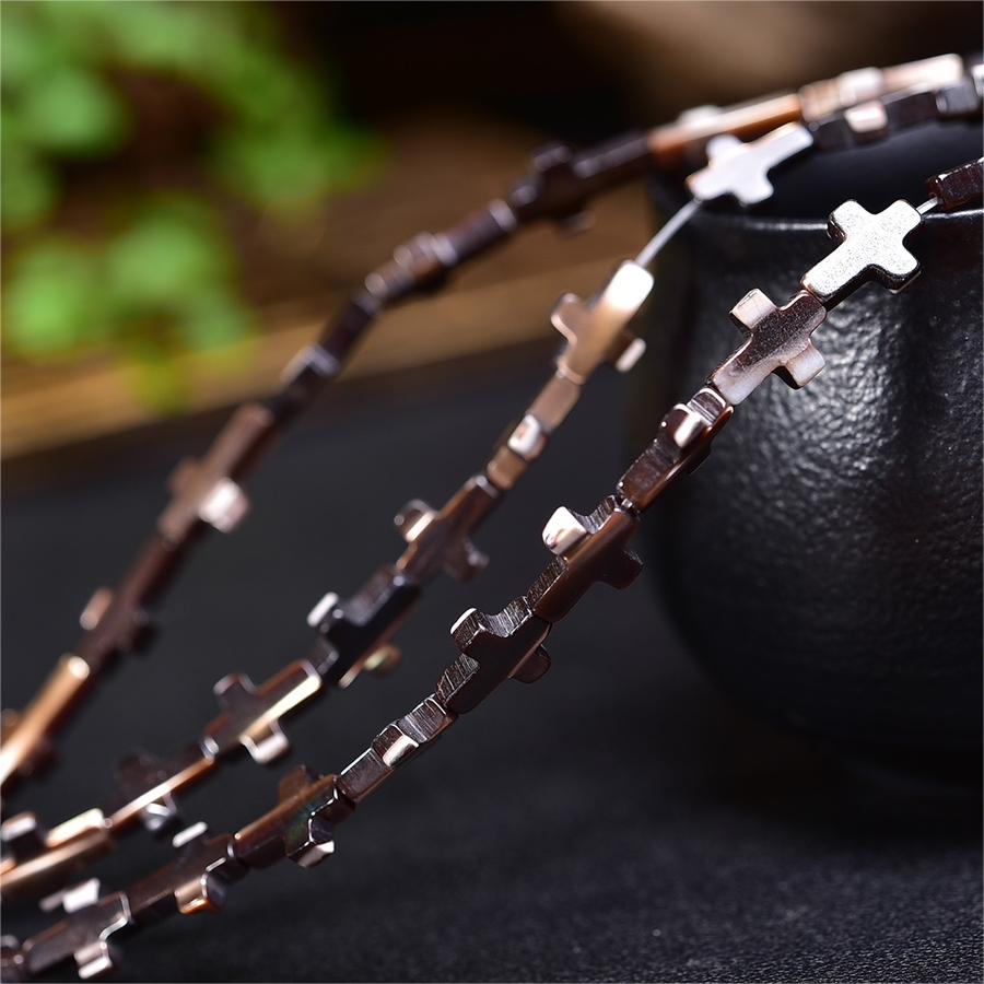 Natural Black Shell Cross Beads Strands Loose Beads Jewelry DIY Bracelets