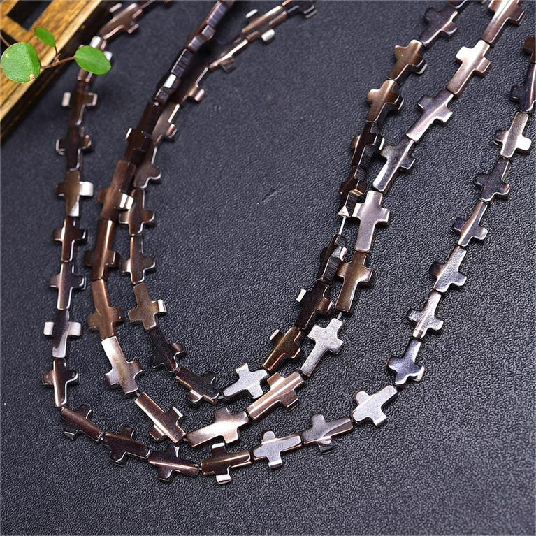 Natural Black Shell Cross Beads Strands Loose Beads Jewelry DIY Bracelets