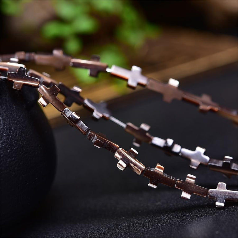 Natural Black Shell Cross Beads Strands Loose Beads Jewelry DIY Bracelets