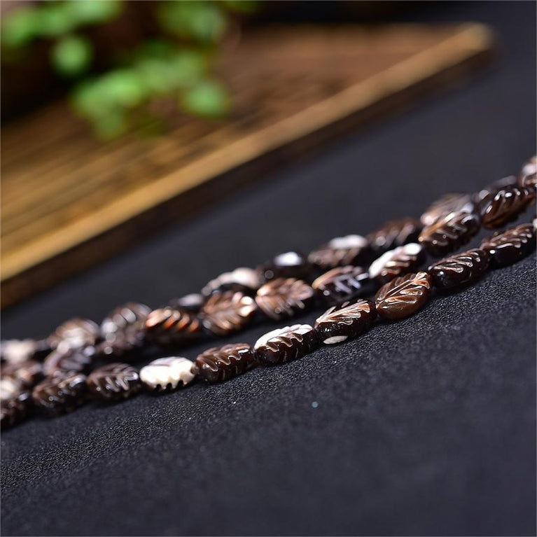 Natural Black Shell Leaf Beads Strands Loose Beads Jewelry DIY Bracelets