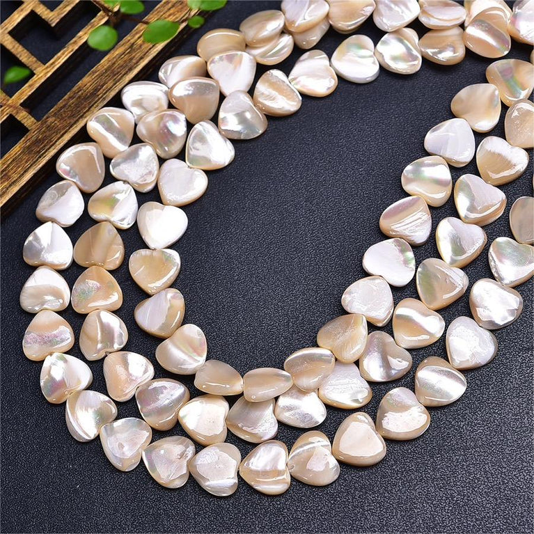 Natural White Shell Heart Beads Strands Loose Beads Jewelry DIY Bracelets