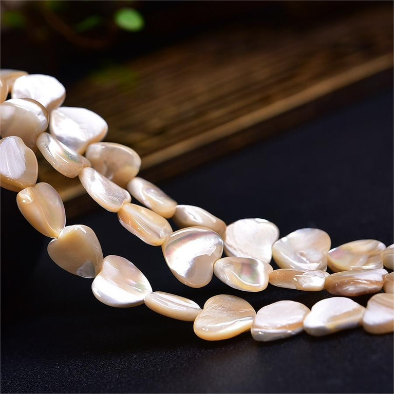 Natural White Shell Heart Beads Strands Loose Beads Jewelry DIY Bracelets