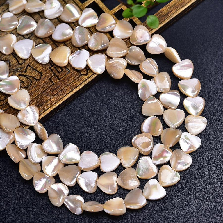 Natural White Shell Heart Beads Strands Loose Beads Jewelry DIY Bracelets