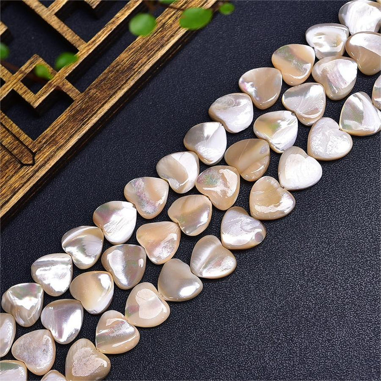 Natural White Shell Heart Beads Strands Loose Beads Jewelry DIY Bracelets