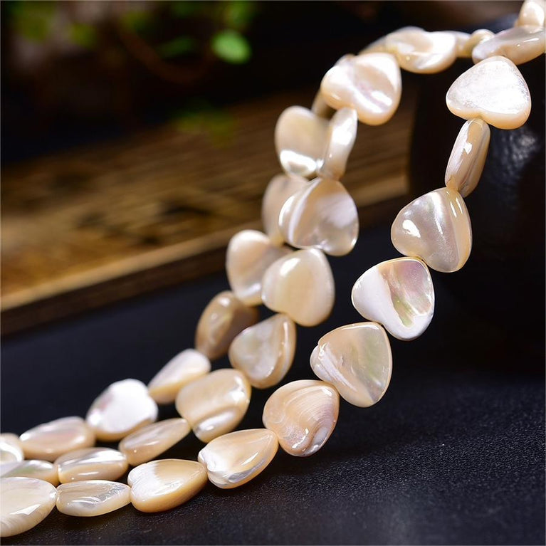 Natural White Shell Heart Beads Strands Loose Beads Jewelry DIY Bracelets