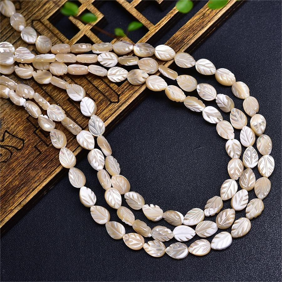 Natural White Shell Leaf Beads Strands Loose Beads Jewelry DIY Bracelets