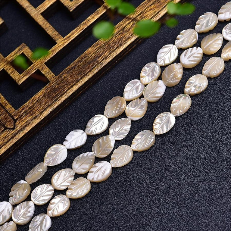 Natural White Shell Leaf Beads Strands Loose Beads Jewelry DIY Bracelets