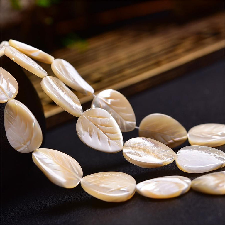 Natural White Shell Leaf Beads Strands Loose Beads Jewelry DIY Bracelets