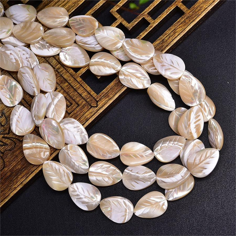 Natural White Shell Leaf Beads Strands Loose Beads Jewelry DIY Bracelets