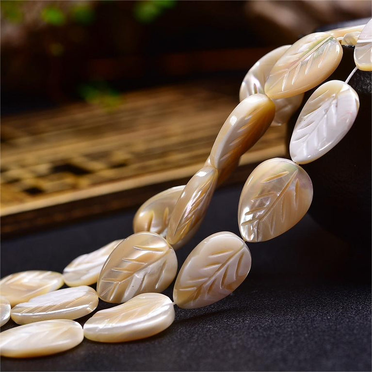 Natural White Shell Leaf Beads Strands Loose Beads Jewelry DIY Bracelets