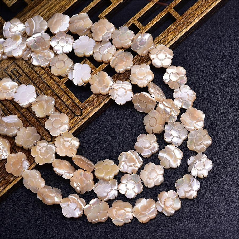 Natural White Shell Plum Flower Beads Strands Loose Beads Jewelry DIY Bracelets