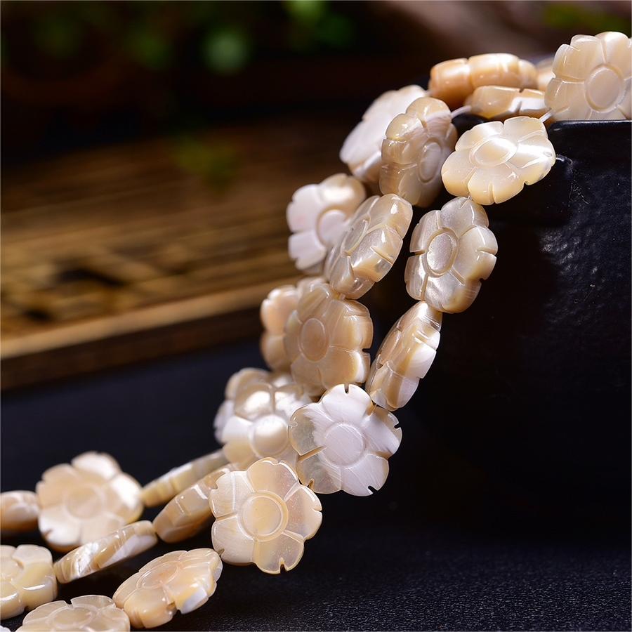 Natural White Shell Plum Flower Beads Strands Loose Beads Jewelry DIY Bracelets