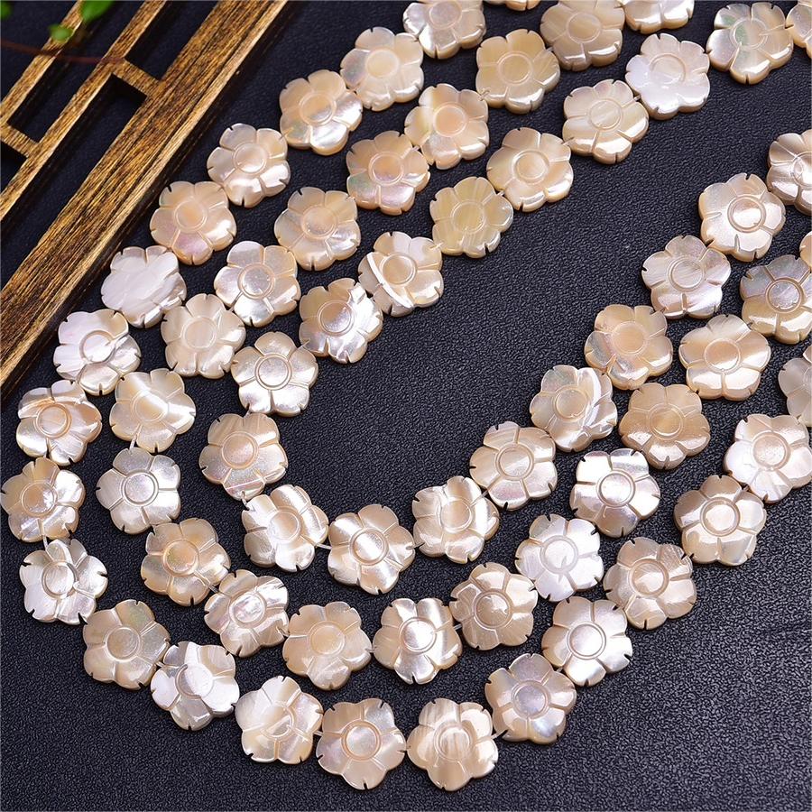 Natural White Shell Plum Flower Beads Strands Loose Beads Jewelry DIY Bracelets