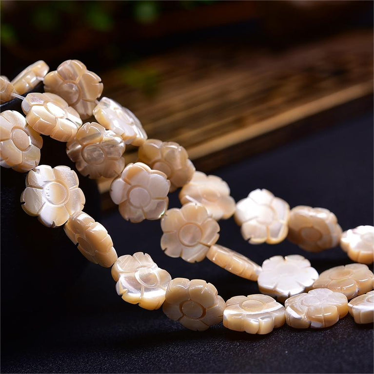 Natural White Shell Plum Flower Beads Strands Loose Beads Jewelry DIY Bracelets