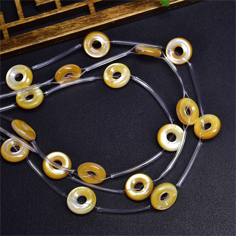 Natural Golden Shell Daisy Flower Beads Strands Loose Beads Jewelry DIY Bracelets