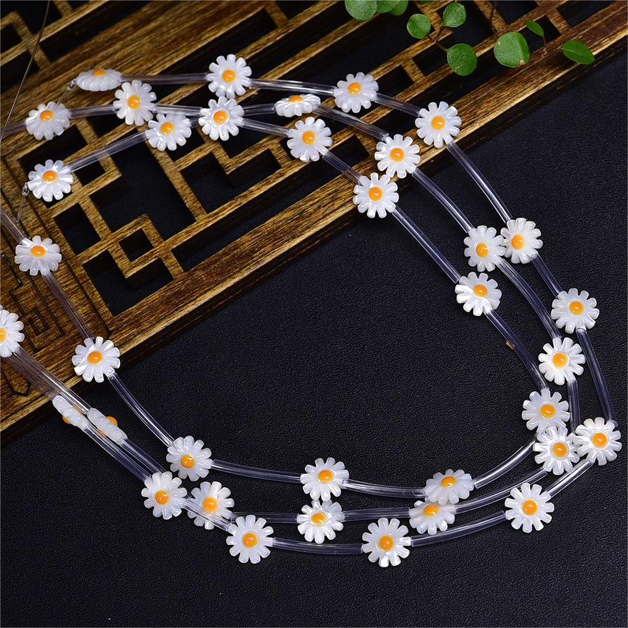 Natural Shell Daisy Flower Beads Strands Loose Beads Jewelry DIY Bracelets