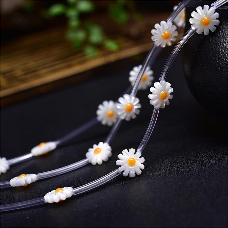 Natural Shell Daisy Flower Beads Strands Loose Beads Jewelry DIY Bracelets