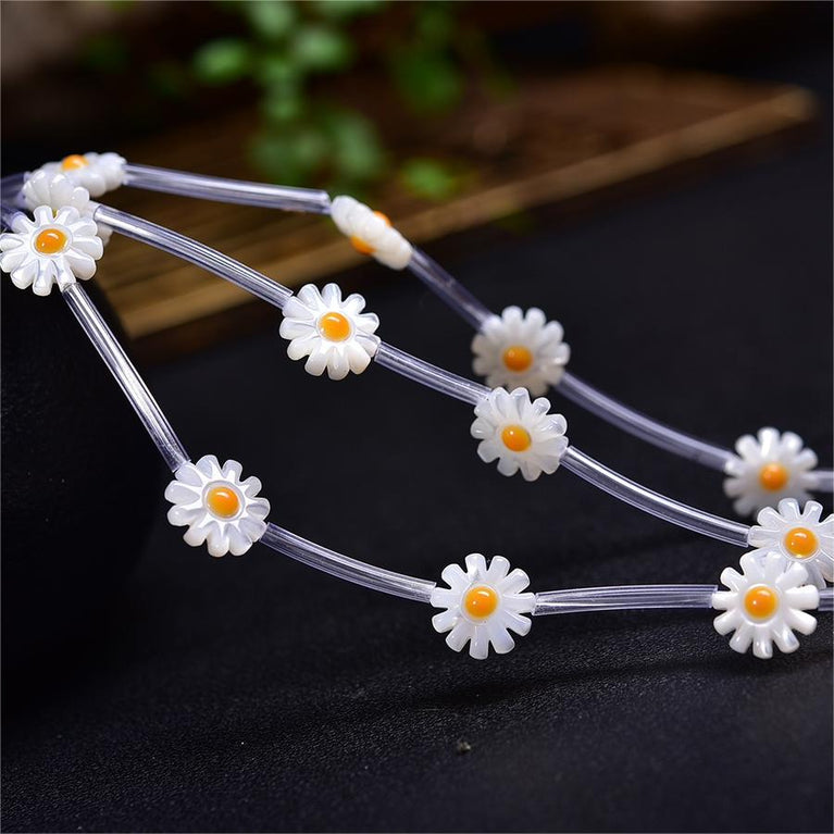 Natural Shell Daisy Flower Beads Strands Loose Beads Jewelry DIY Bracelets