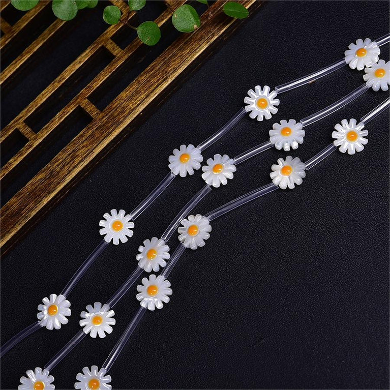 Natural Shell Daisy Flower Beads Strands Loose Beads Jewelry DIY Bracelets