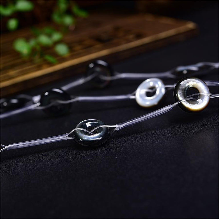 Natural Black Shell Donut Beads Strands Loose Beads Jewelry DIY Bracelets