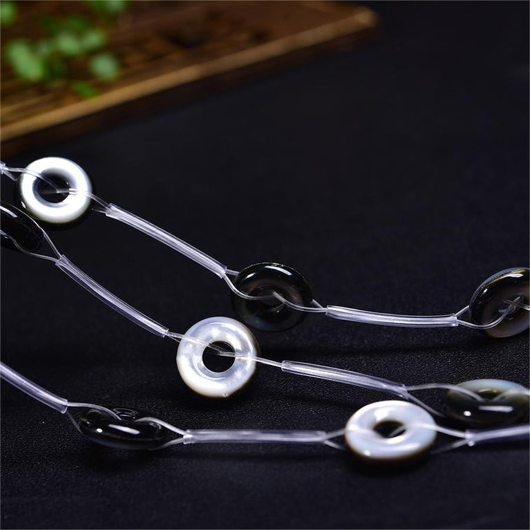 Natural Black Shell Donut Beads Strands Loose Beads Jewelry DIY Bracelets