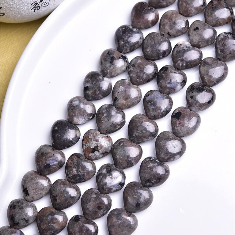 Natural Yooperlite Heart Beads Strands Loose Beads Jewelry DIY Bracelets